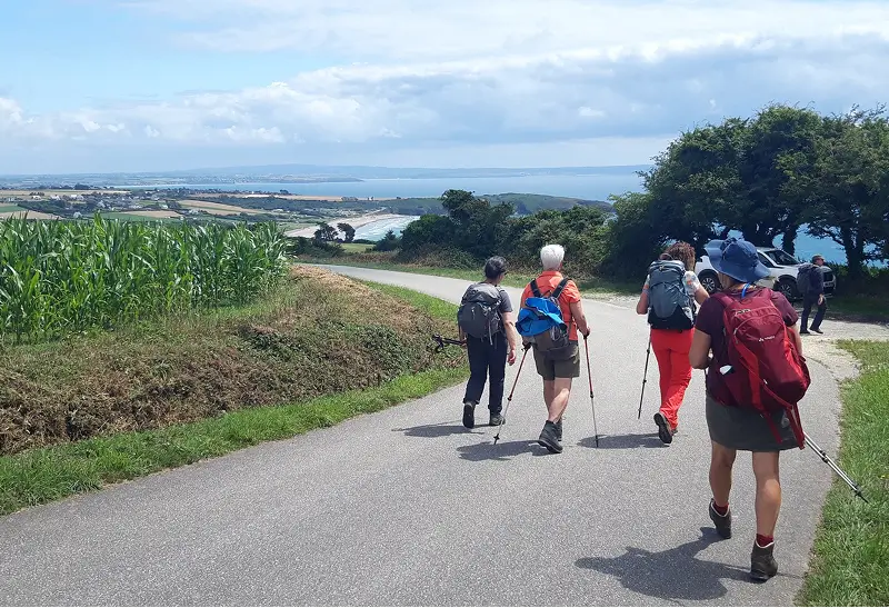 Wandelen op een verharde weg