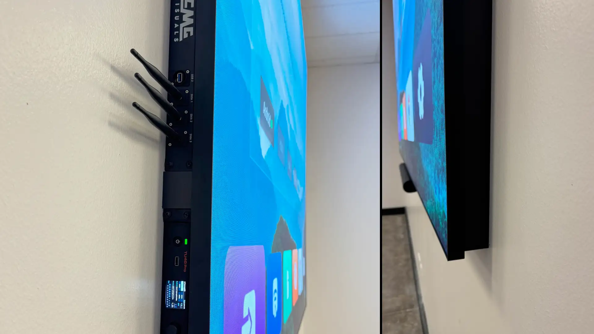 Side view of the 163" LED video wall screen for Gemmy Industries.