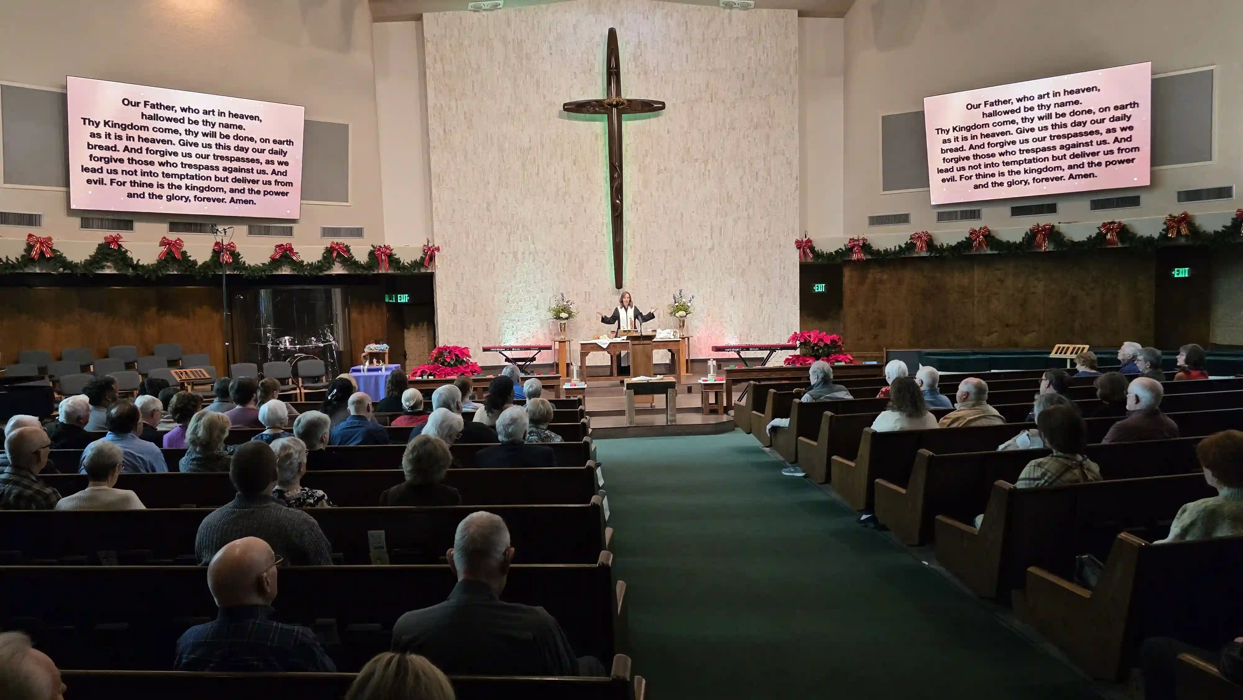 LED video wall displaying worship content at Christ United Methodist Church in Farmers Branch Texas with P1.9 high resolution screens