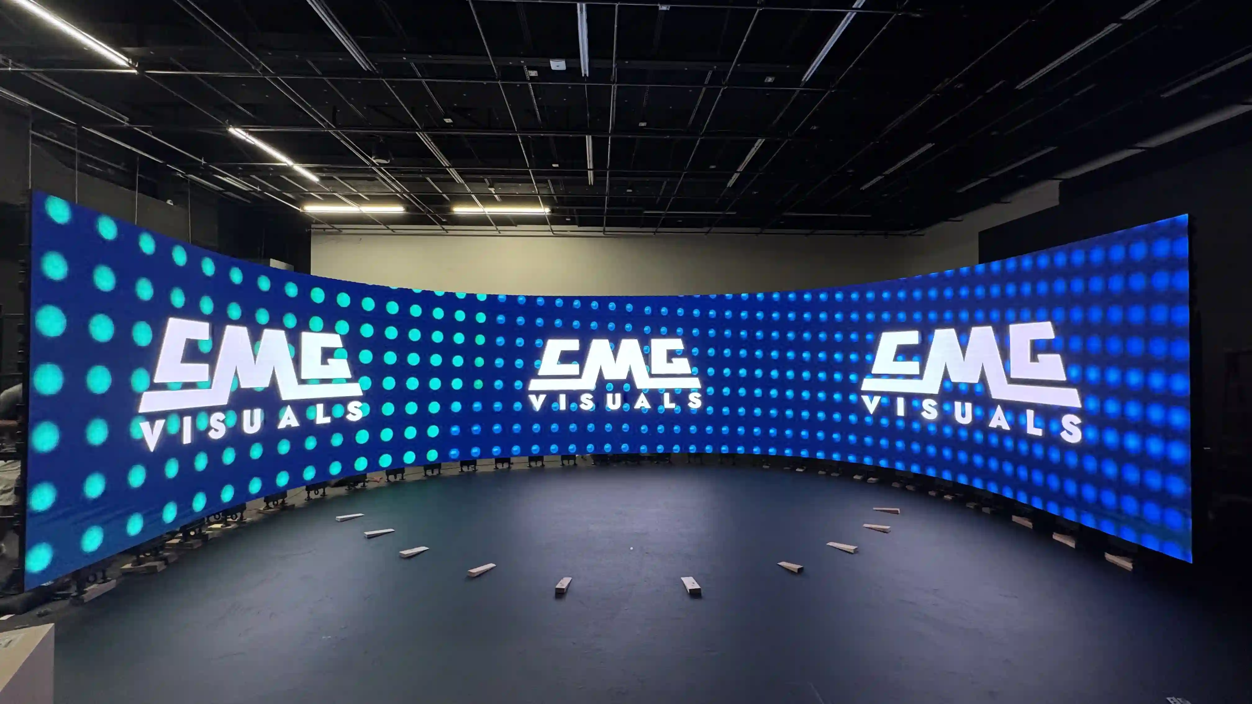 Large curved LED video wall display by CMG Visuals in indoor space for Space Force