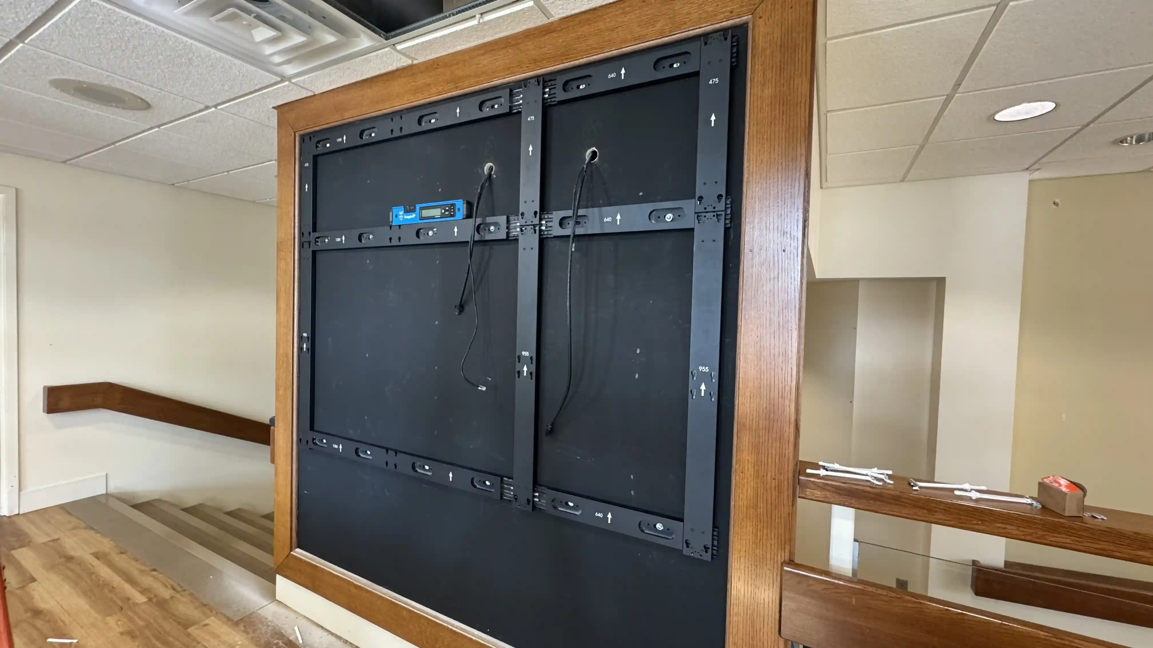 LED video wall mounting frame installation in Austin Texas before panel installation