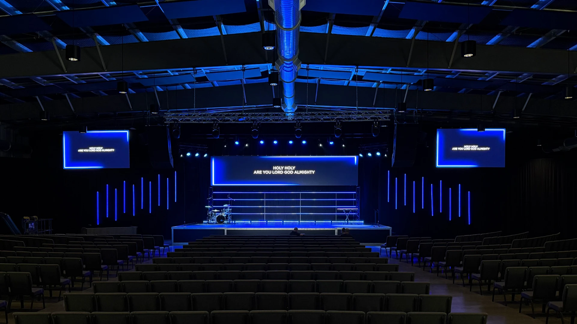 Church auditorium with LED stage screens