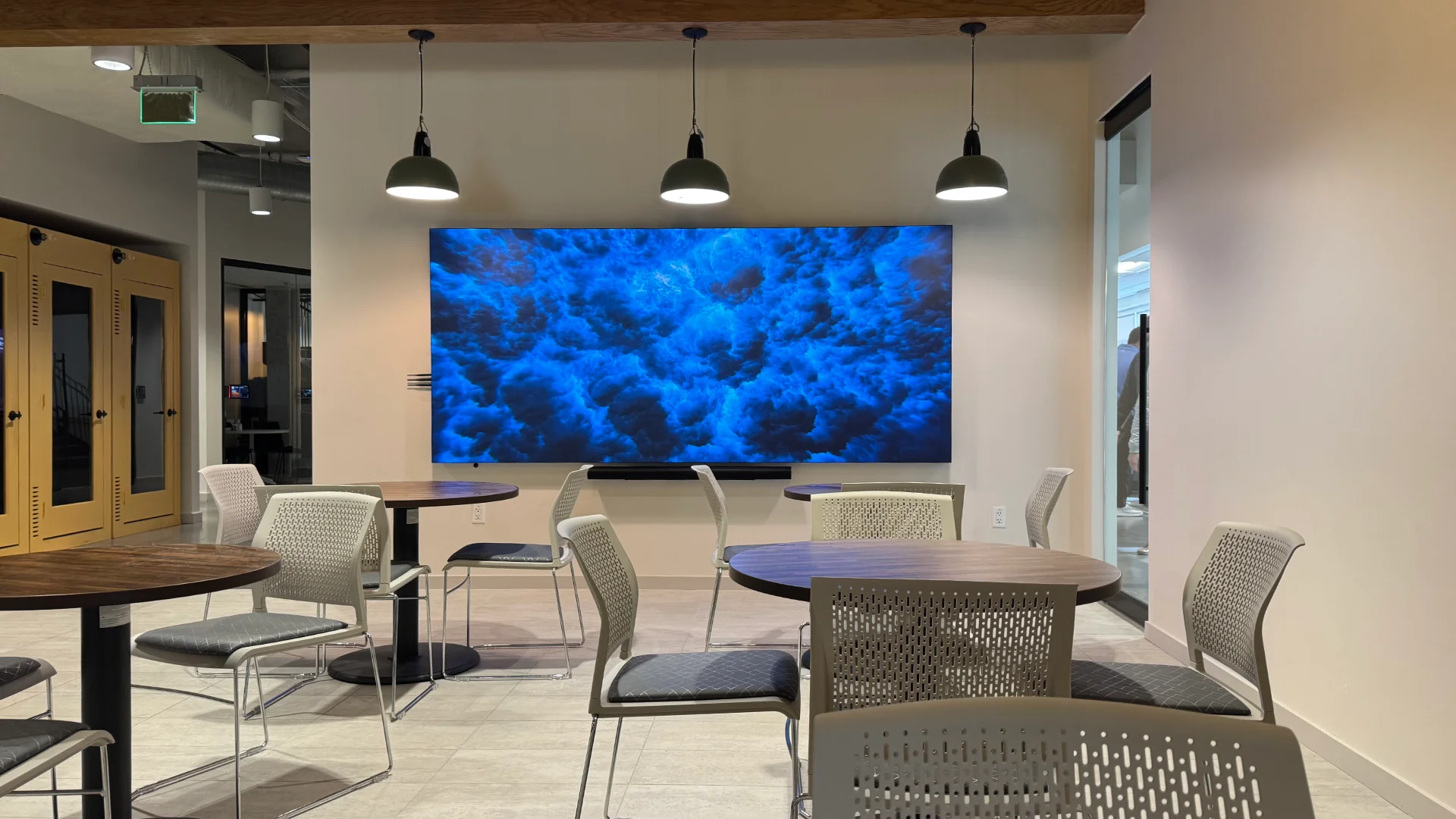 LED video wall in office break room