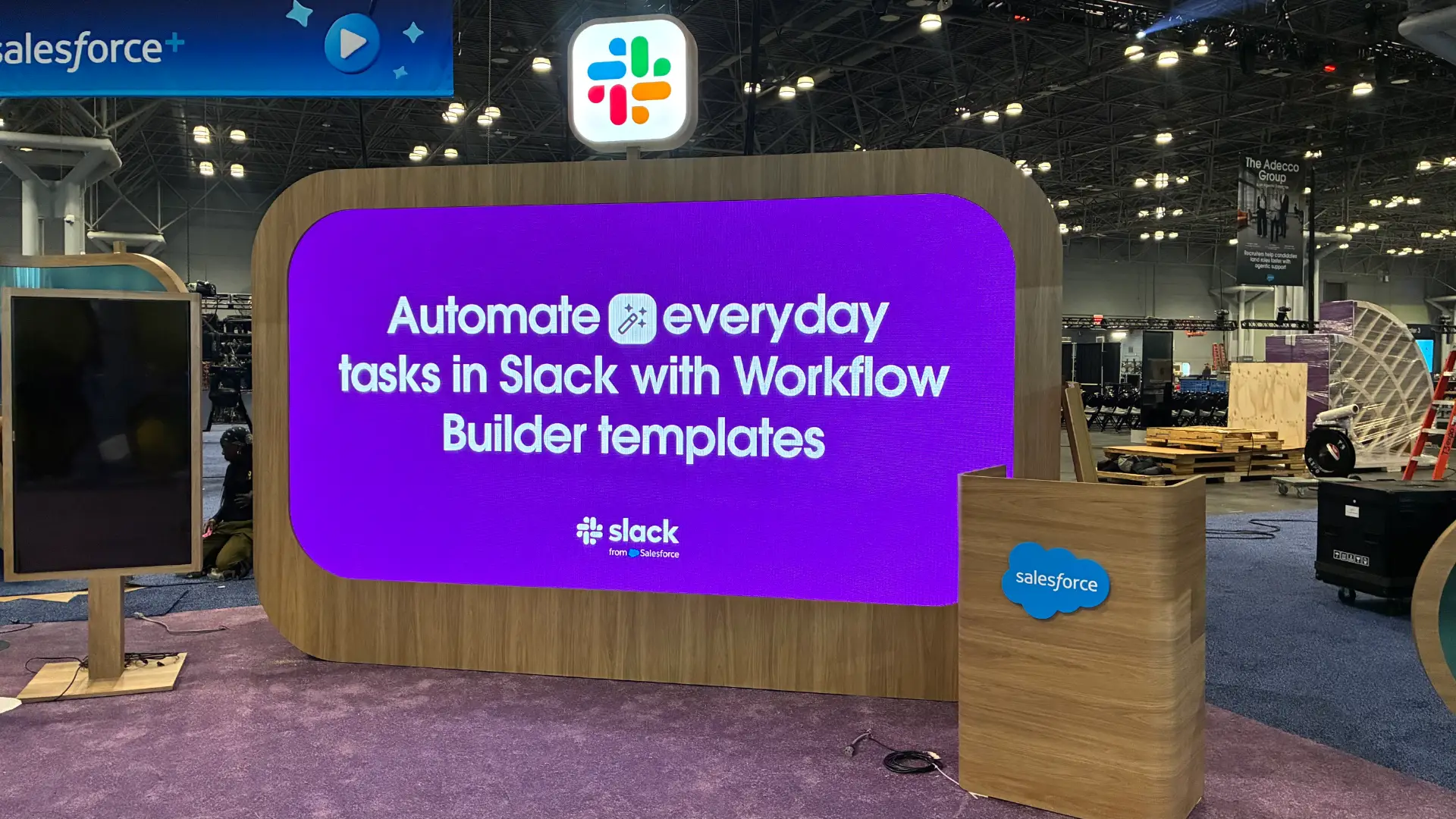LED video wall display at Salesforce Slack event booth