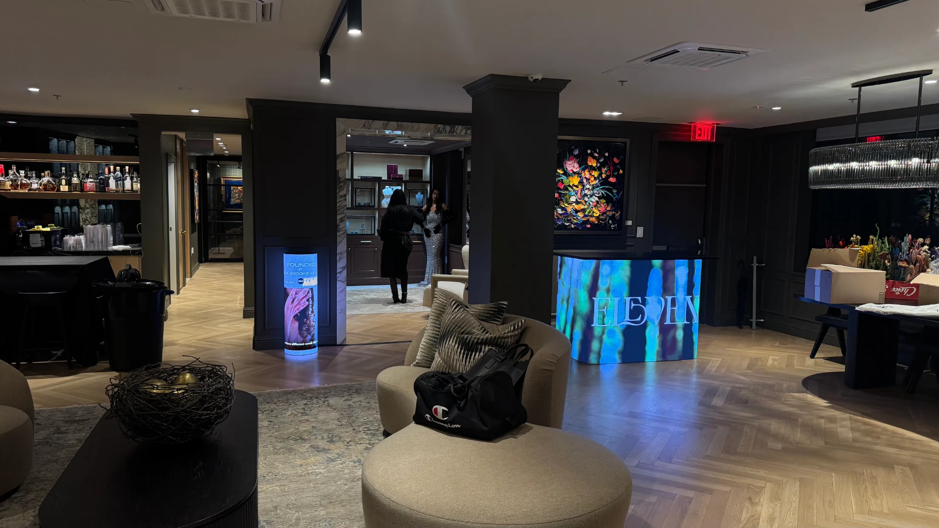 LED DJ booth and digital signage at Eleven Perfumes venue