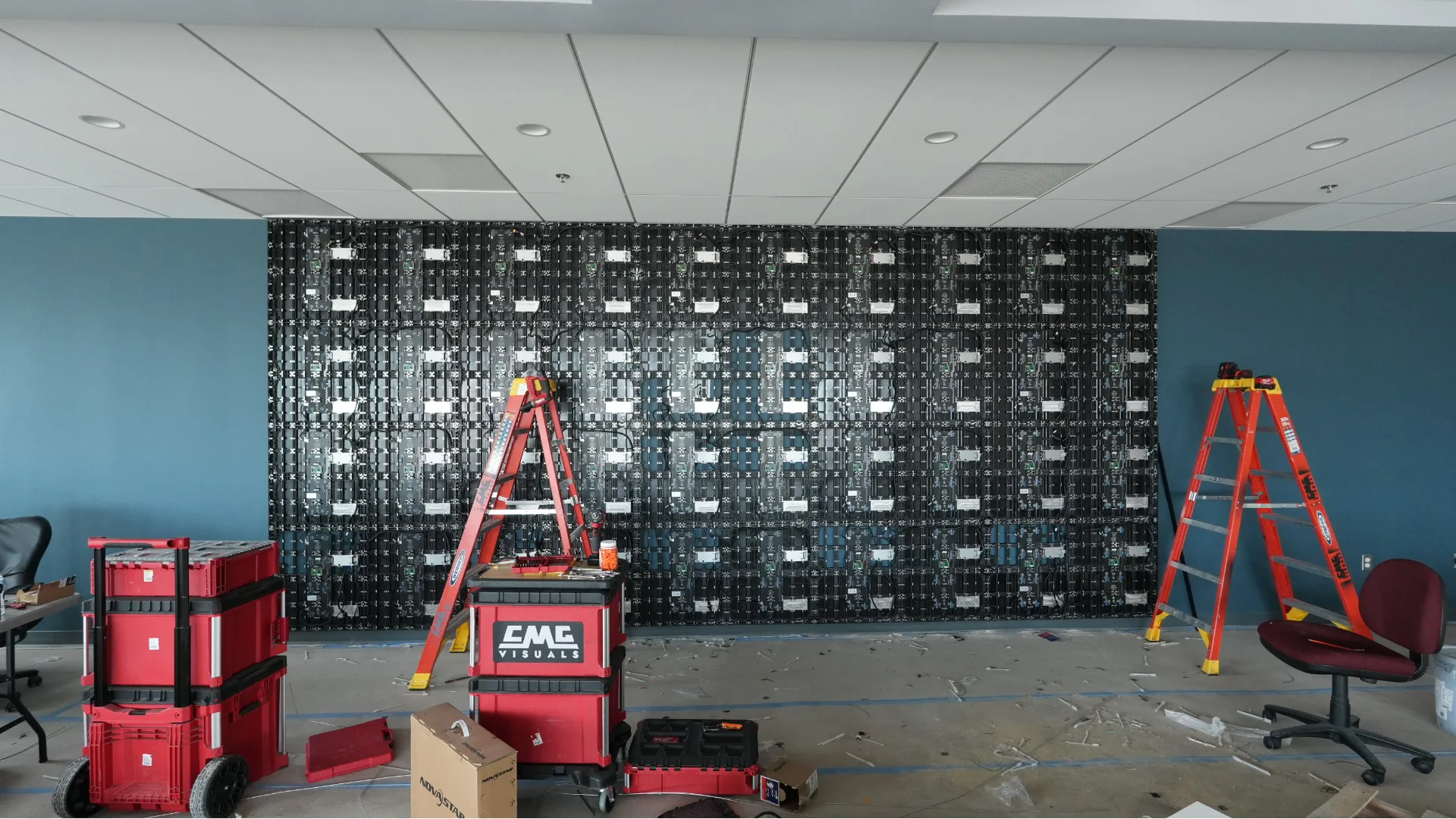 CMG Visuals LED wall under installation at Education Service.