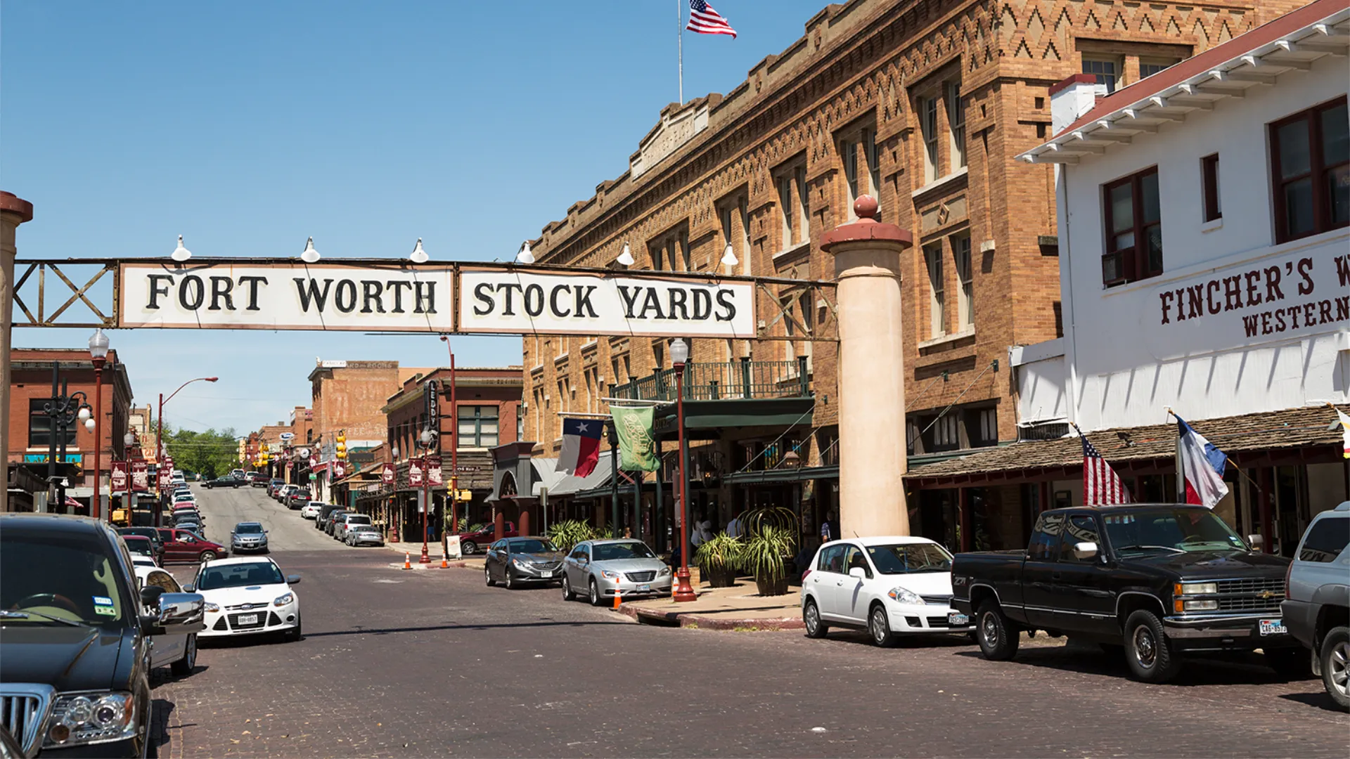 Fort Worth Stockyards street scene marking the location