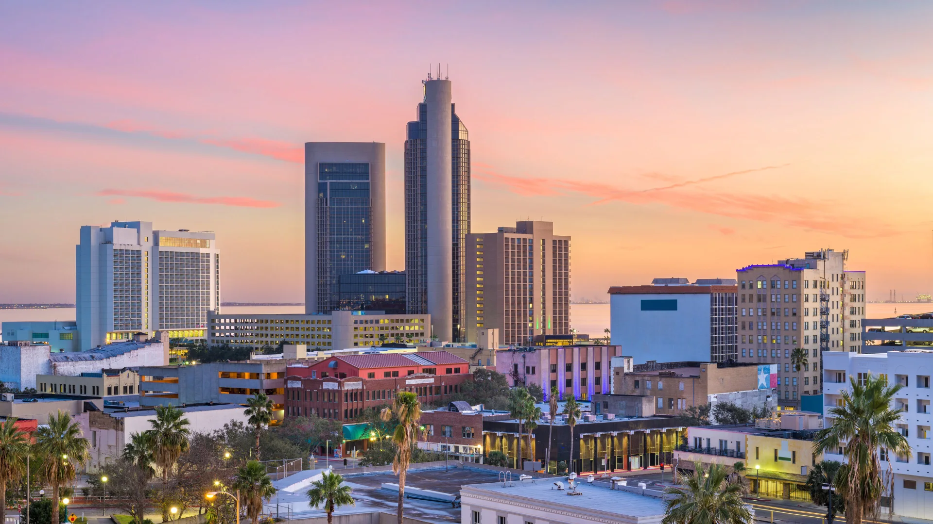 Corpus Christi skyline at sunset