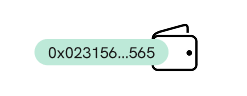 Wallet icon with a cryptocurrency address partially visible: 0x023156...565.