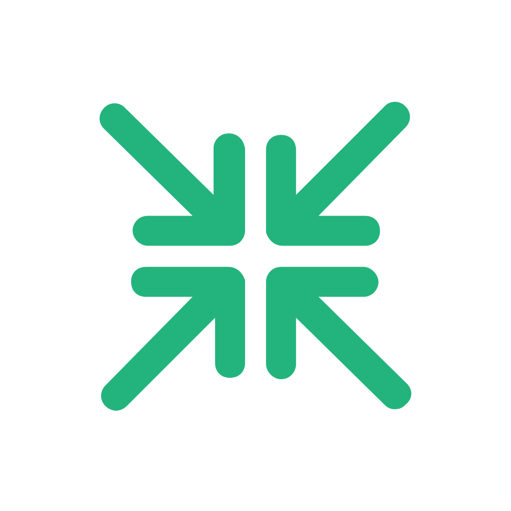 Four green arrows pointing inward to the center on a black background.