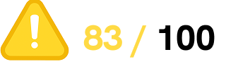 Yellow warning triangle with exclamation mark next to the number 83 followed by a slash.