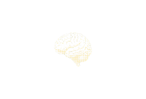 Digital illustration of a human brain viewed from the side on a black background.