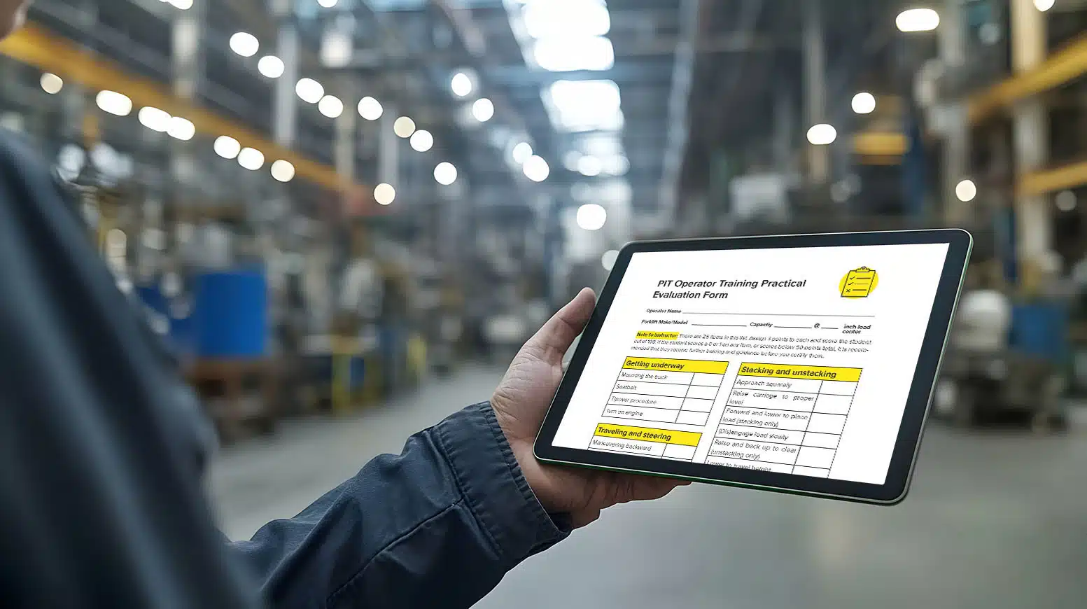 Evergreen Safety Council forklift training PDF kit mockup tablet warehouse