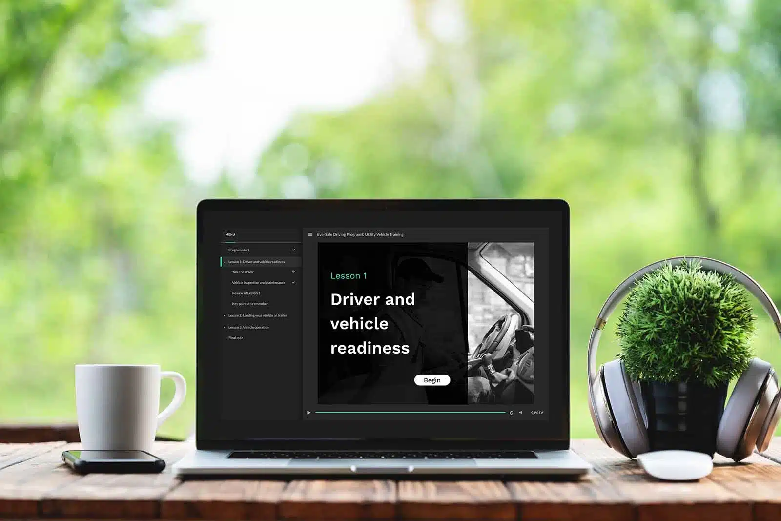 Evergreen Safety Council EverSafe defensive driving demo on laptop