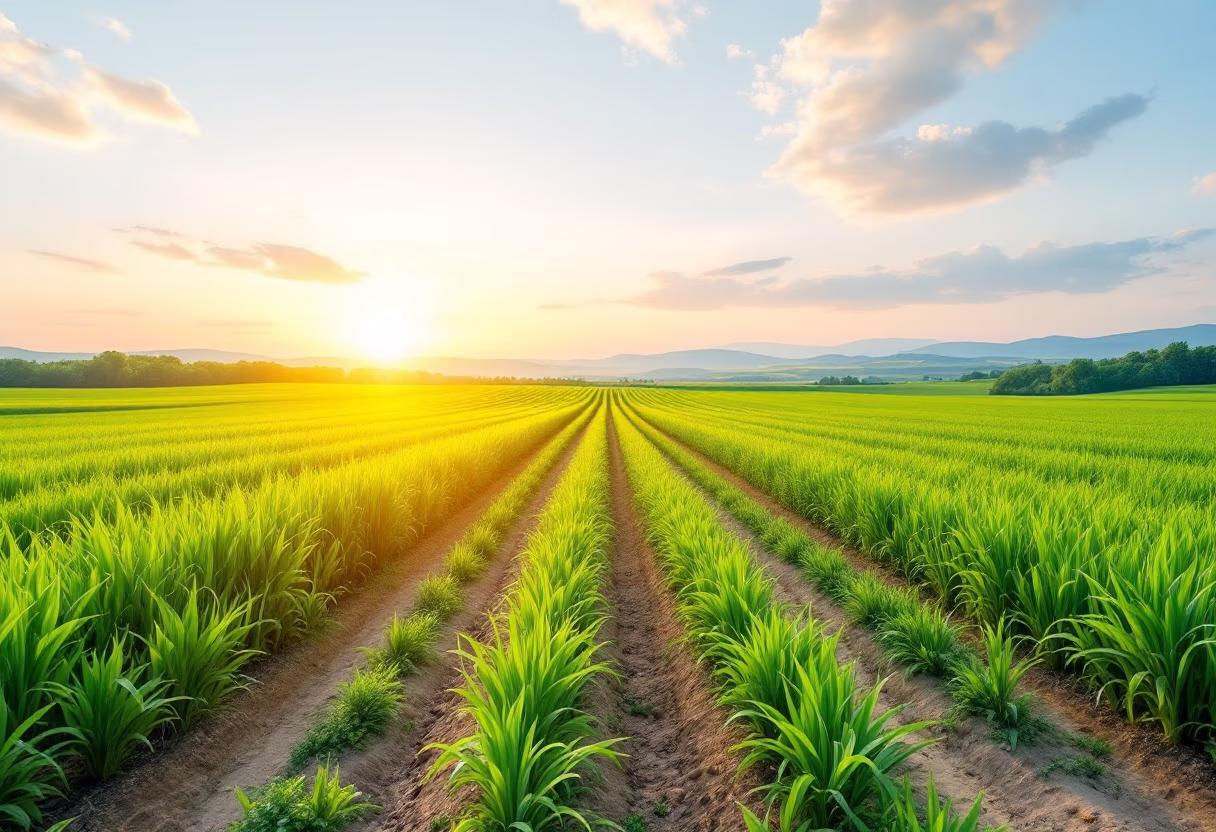 farmland with sunrise