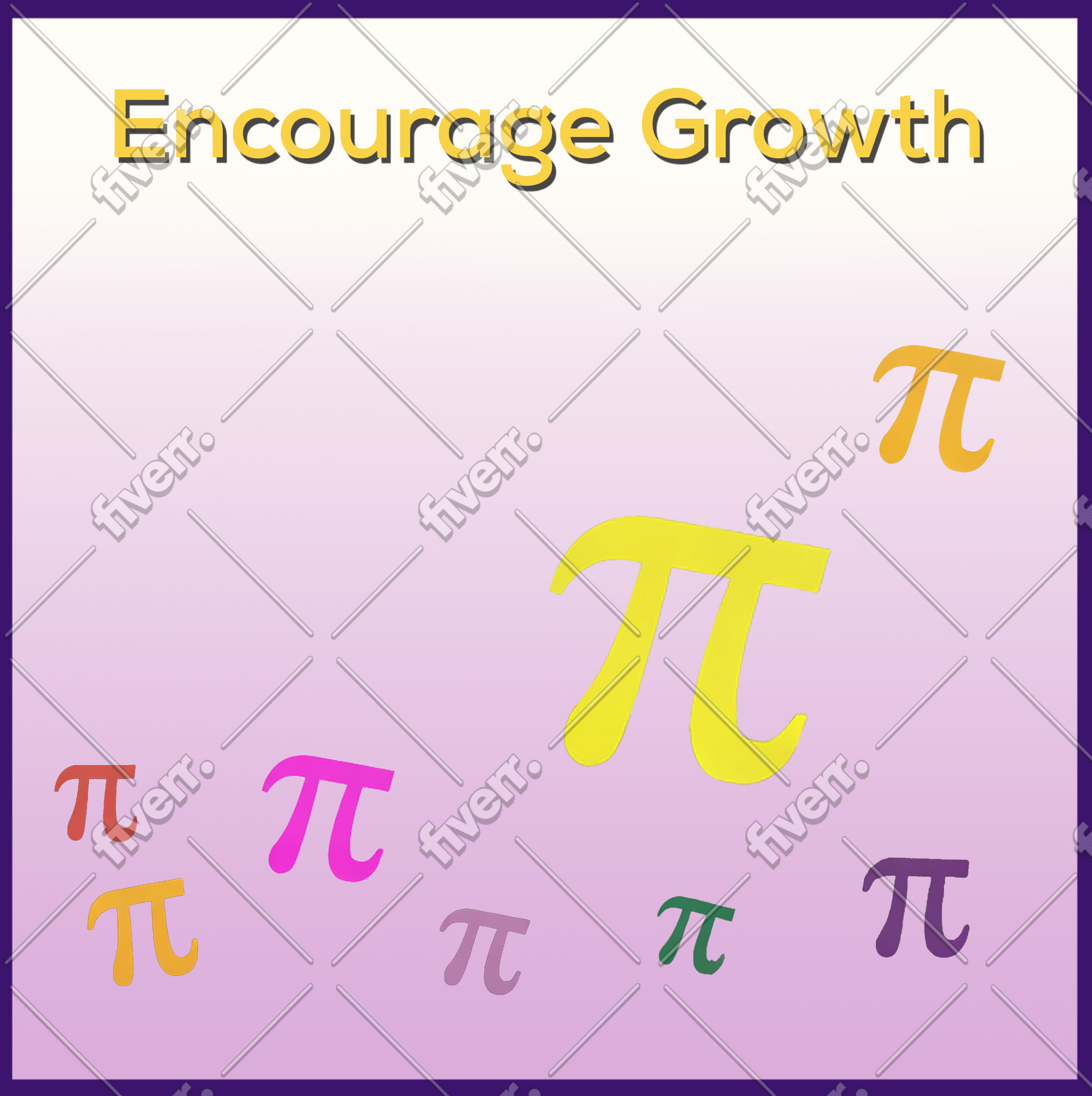 encourage growth, several pi signs in a checkered background