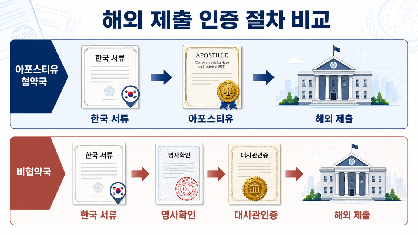 제출국별 아포스티유·영사확인 구분 — 기업 서류 인증 절차
