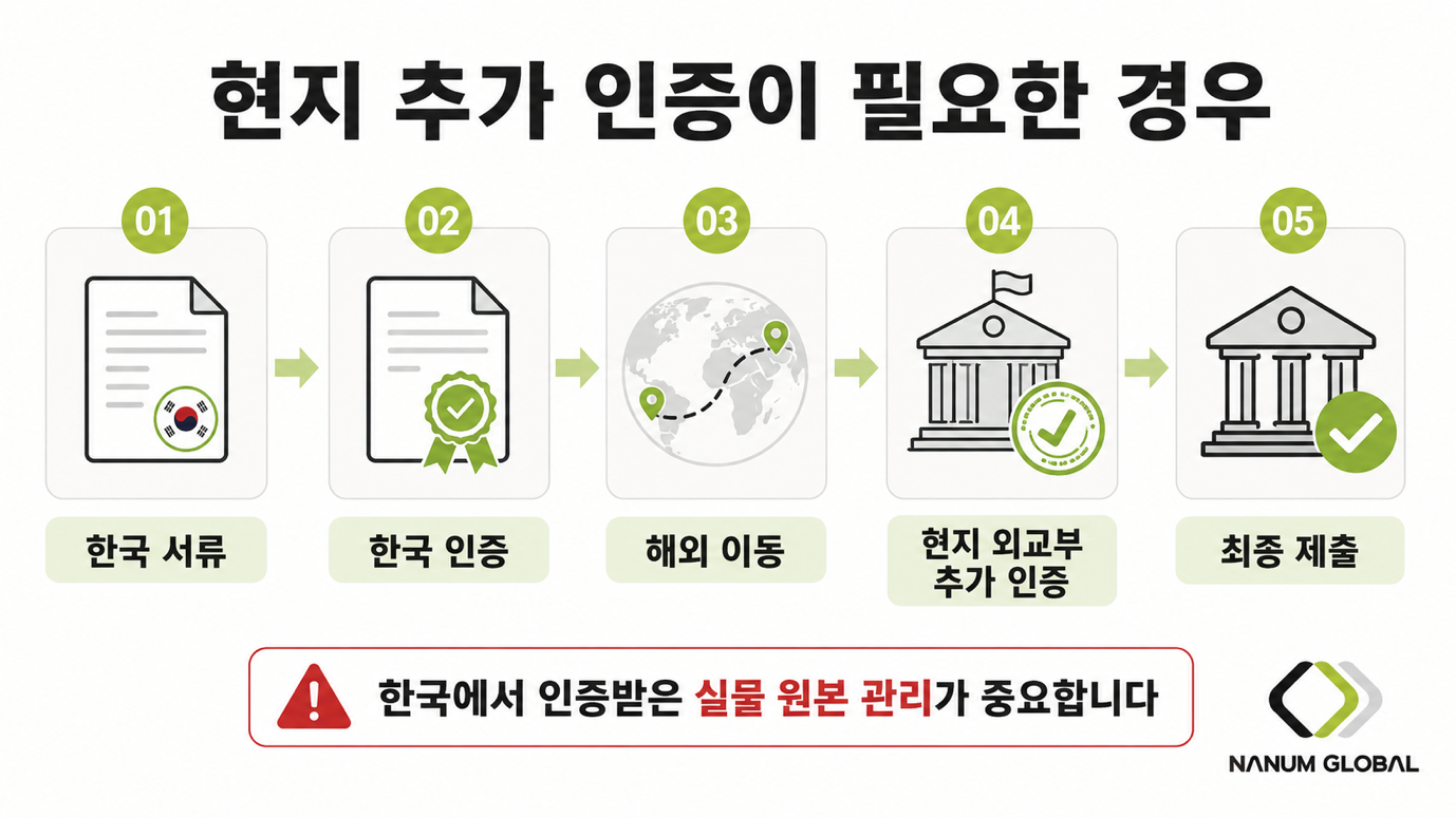 아포스티유 현지 반려 — UAE 등 현지 외교부 추가 인증