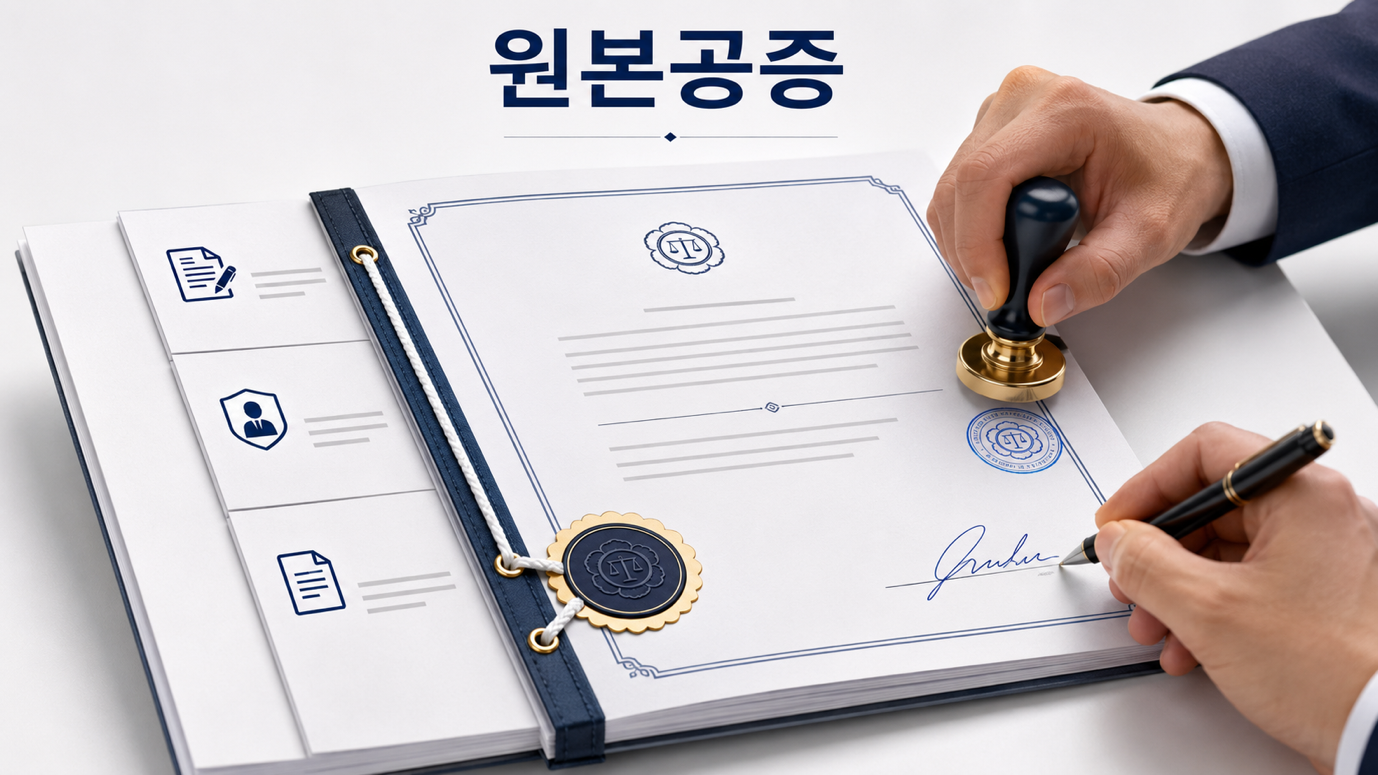 원본공증 — 원본 문서에 공증인의 확인을 직접 붙이는 방식