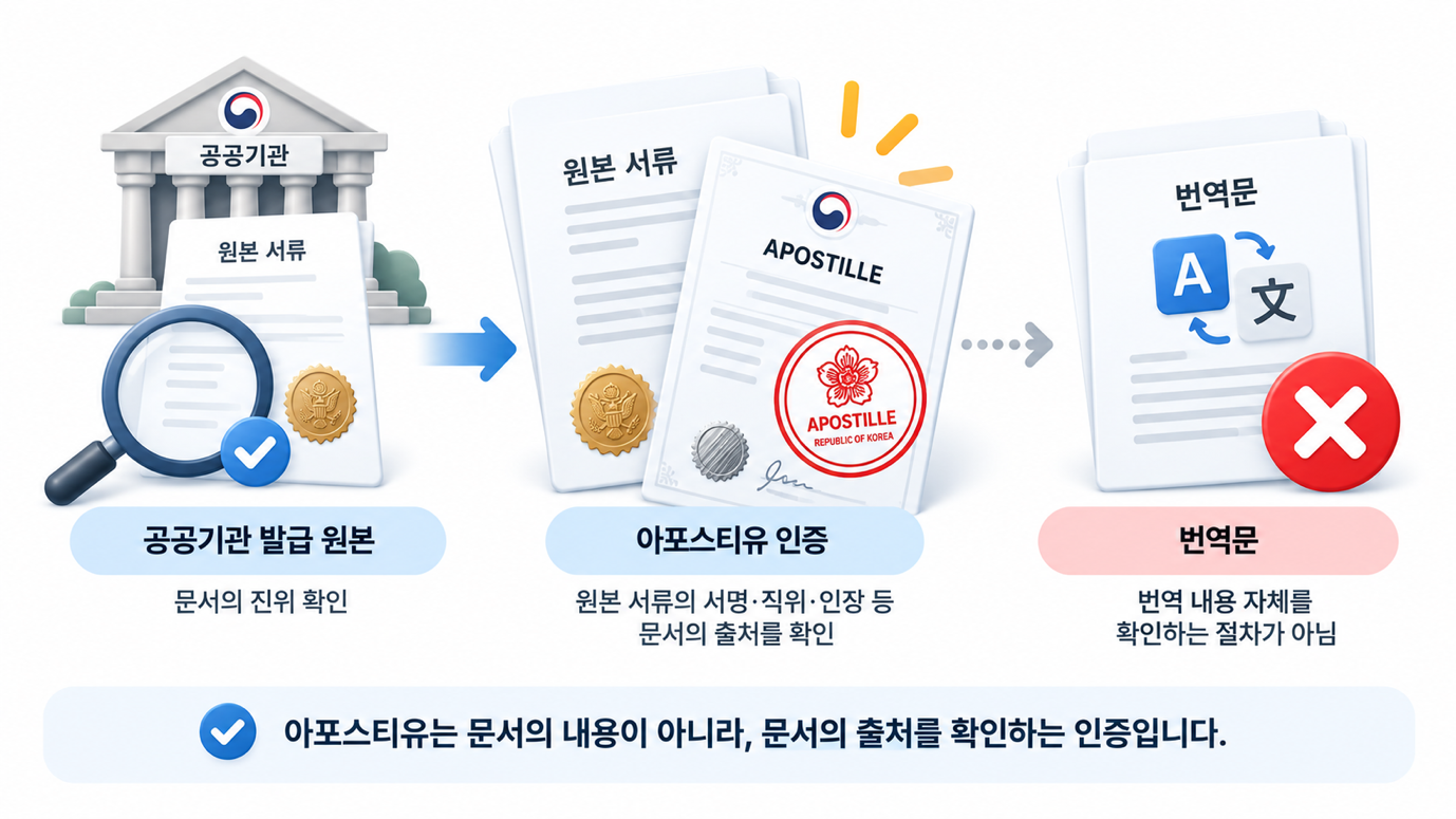 번역본만 인증하면 반려되는 이유 — 아포스티유가 확인하는 대상은 원본 진위
