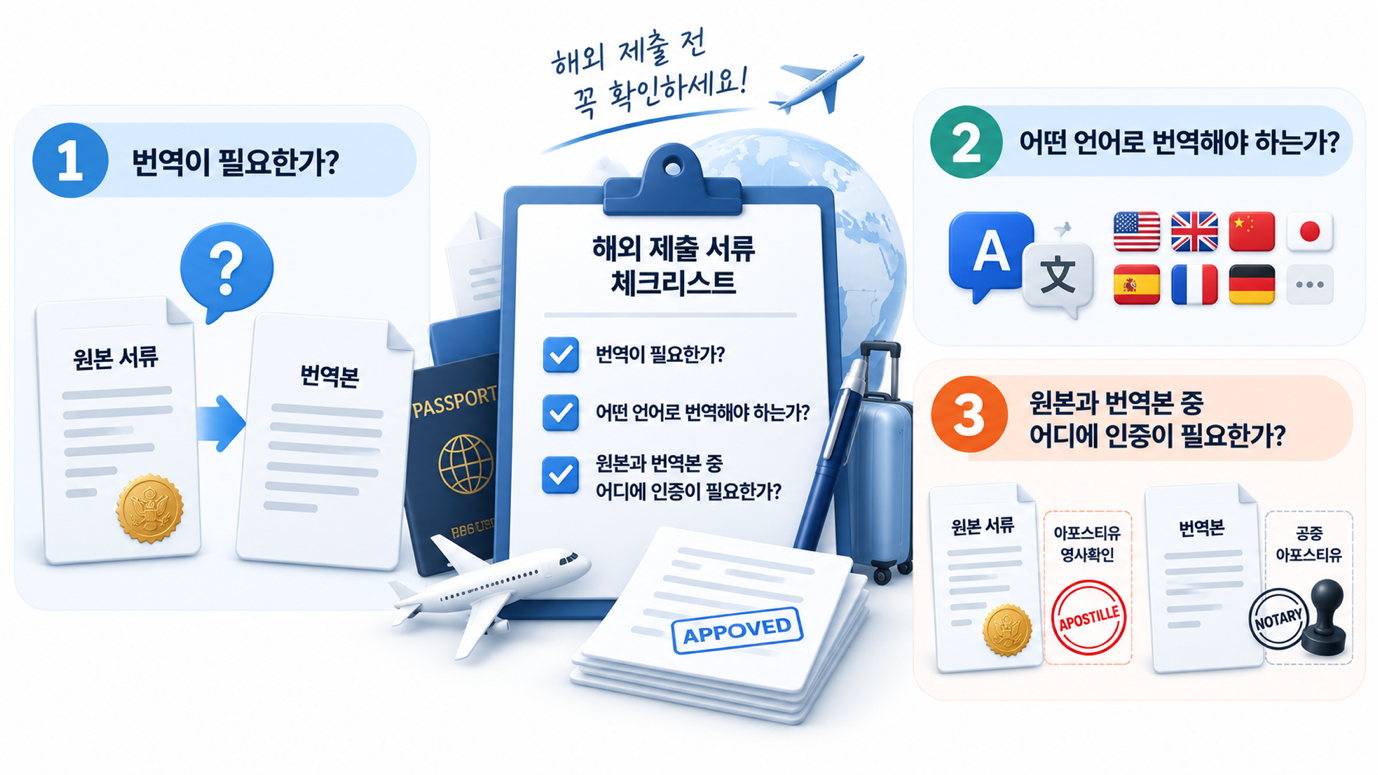 번역 서류 준비 전 확인할 세 가지 — 필수 여부·언어·인증 대상