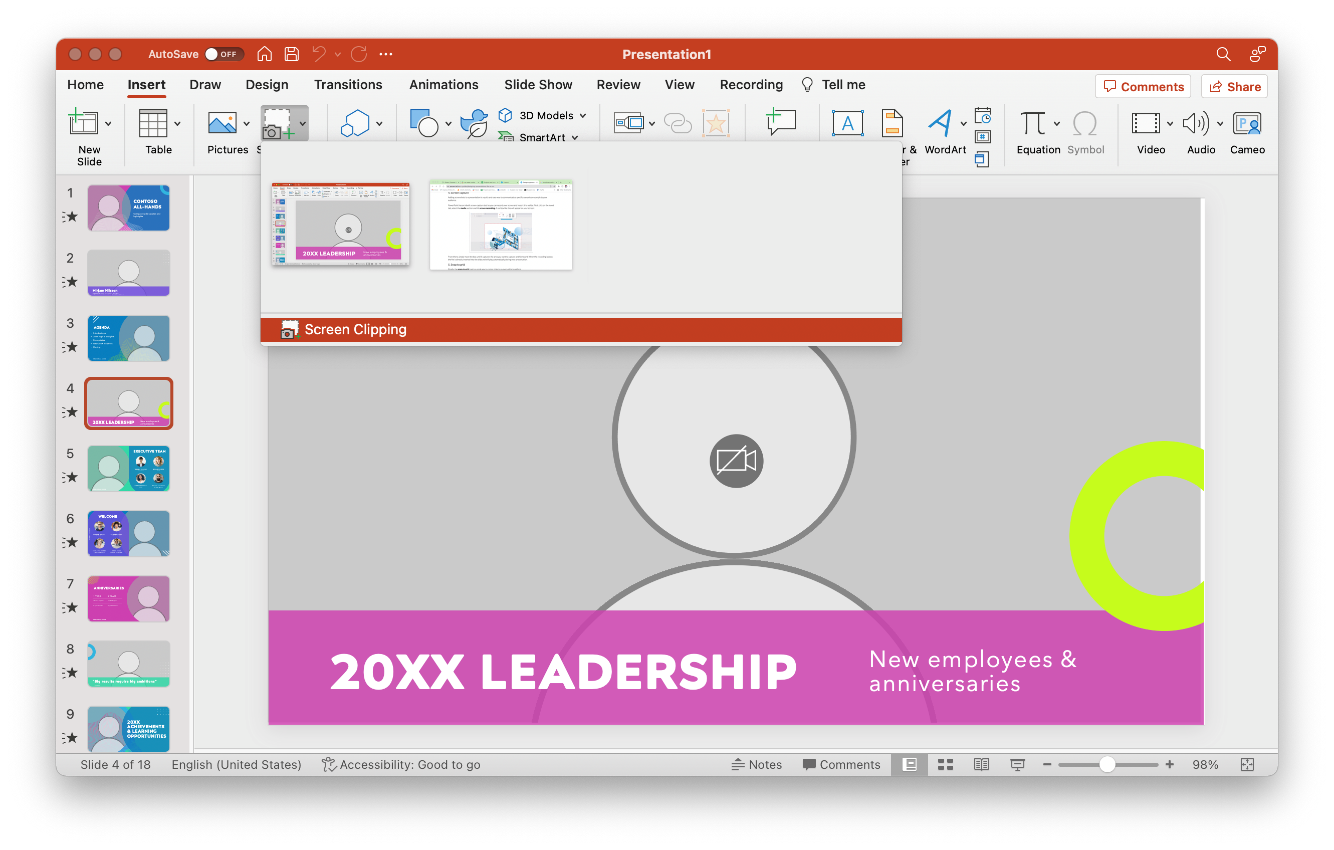 Screen capture on PowerPoint