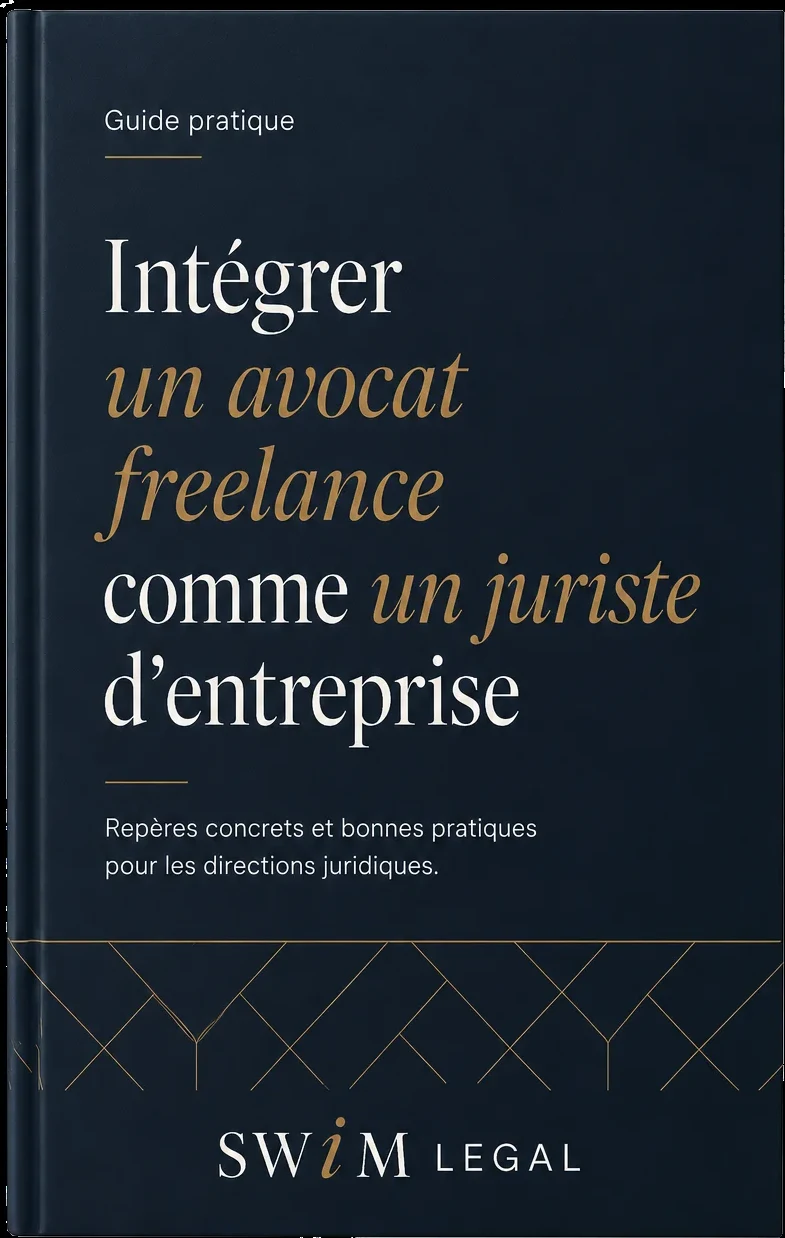 Couverture du guide « Intégrer un avocat freelance comme un juriste d'entreprise » – SWIM Legal