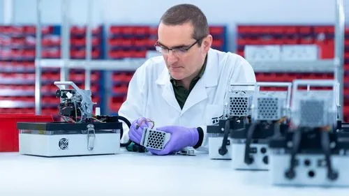 男性が機械を操作している