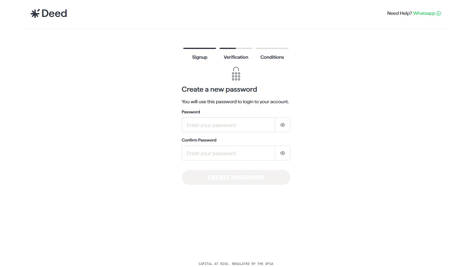Create a password for your account