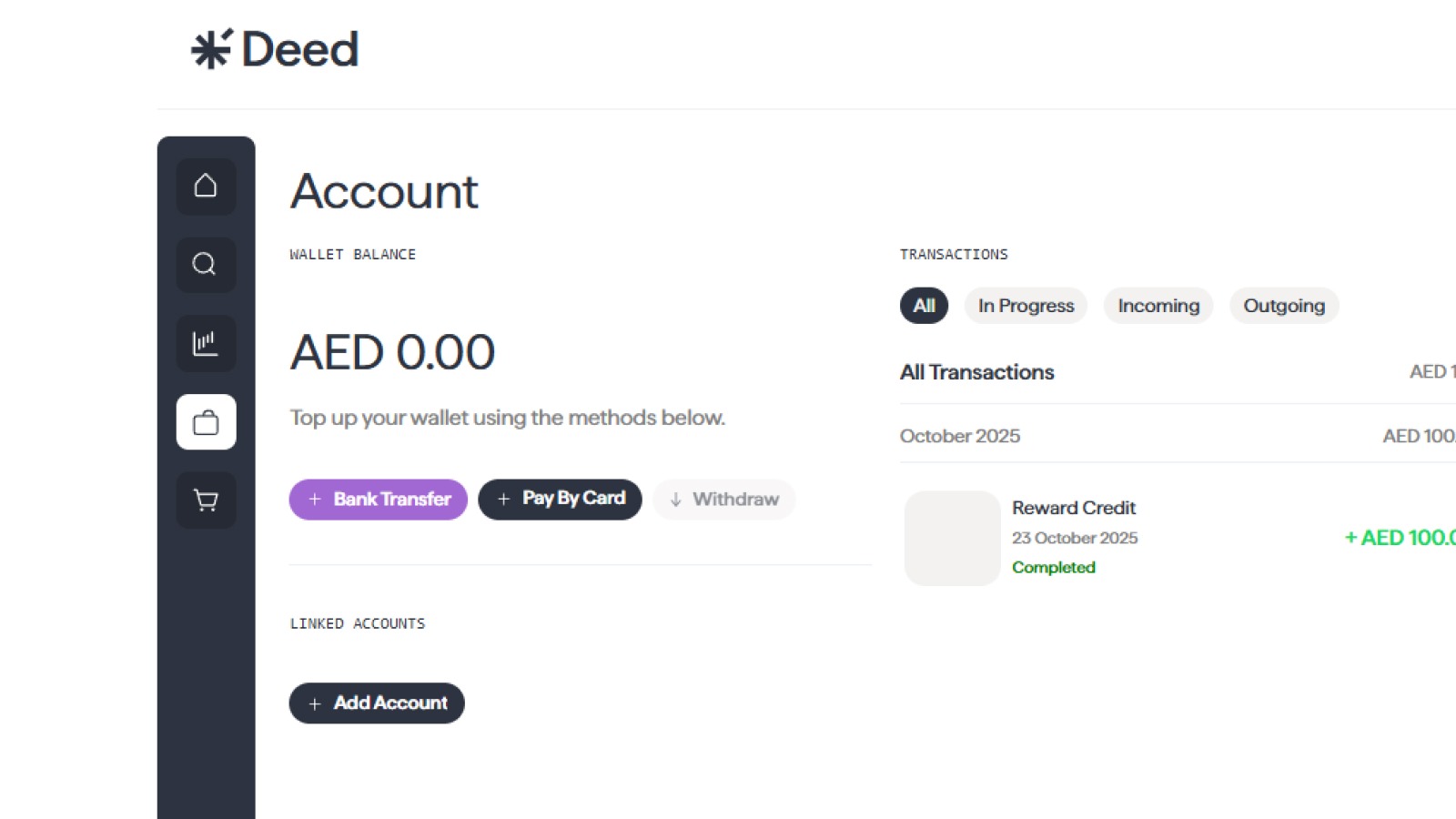 Choose the mode of adding funds
