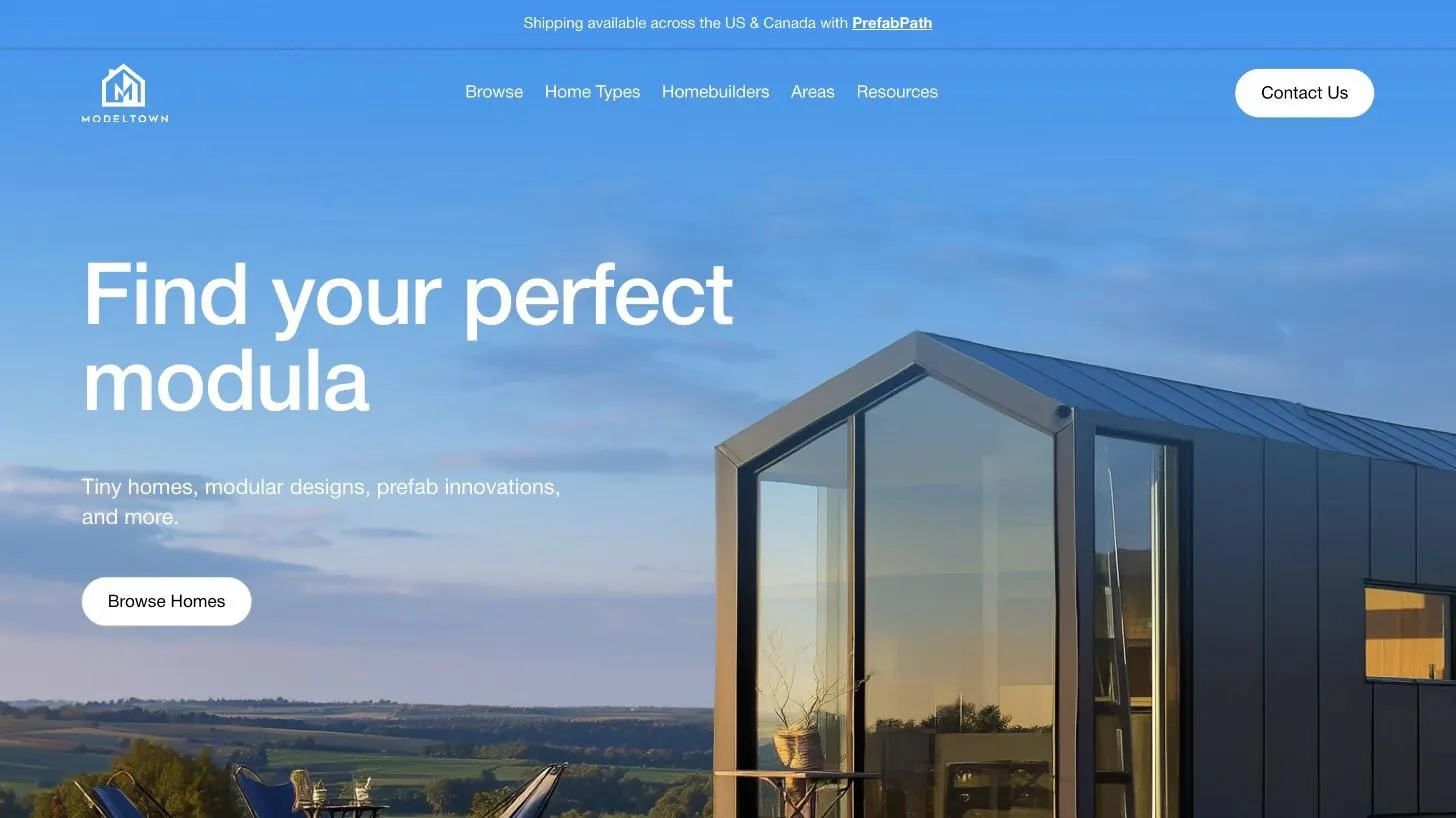The ModelTown homepage, the platform a Powered site is built on