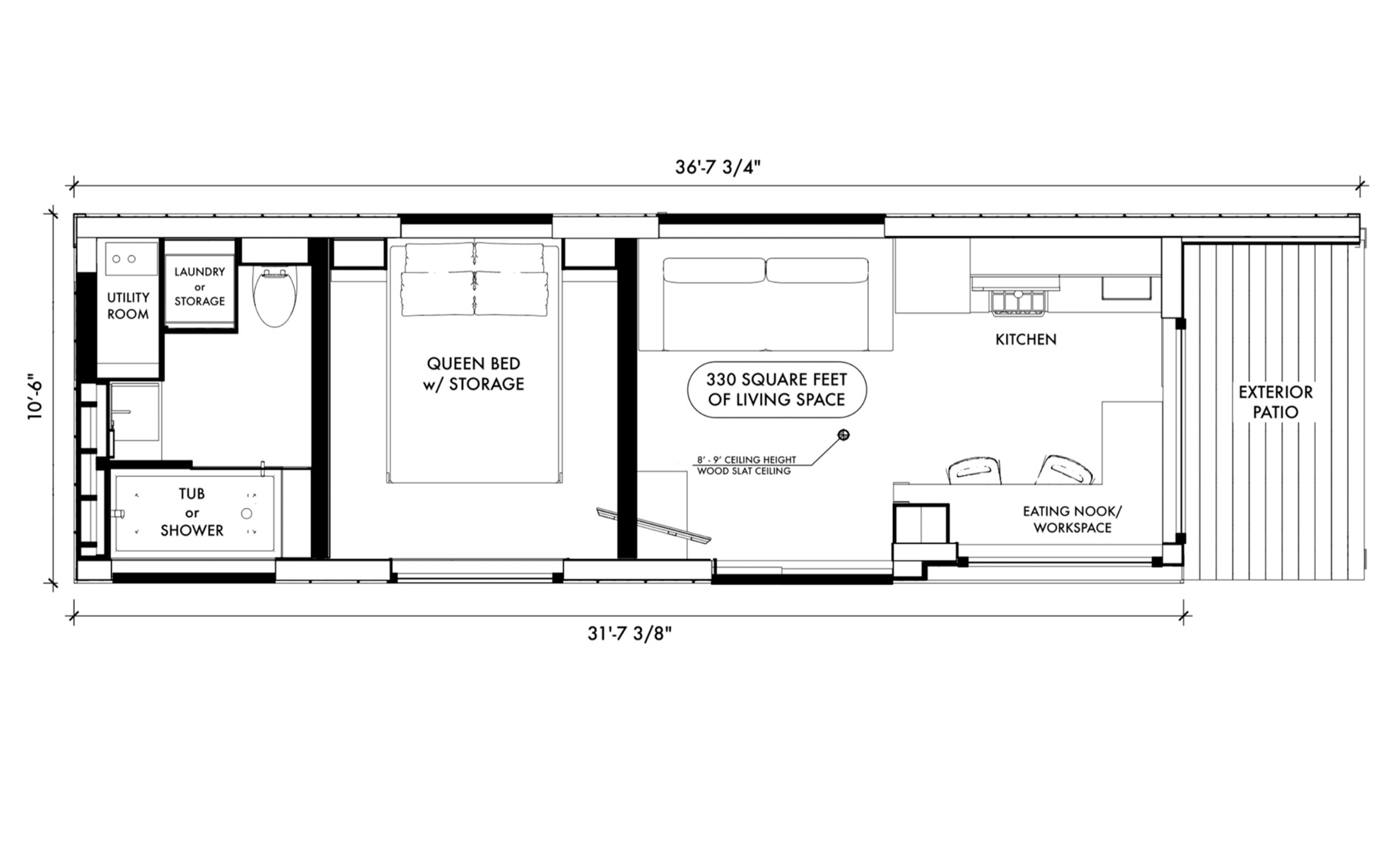 The Modular Stay by Fritz Tiny Homes - floor plan layout