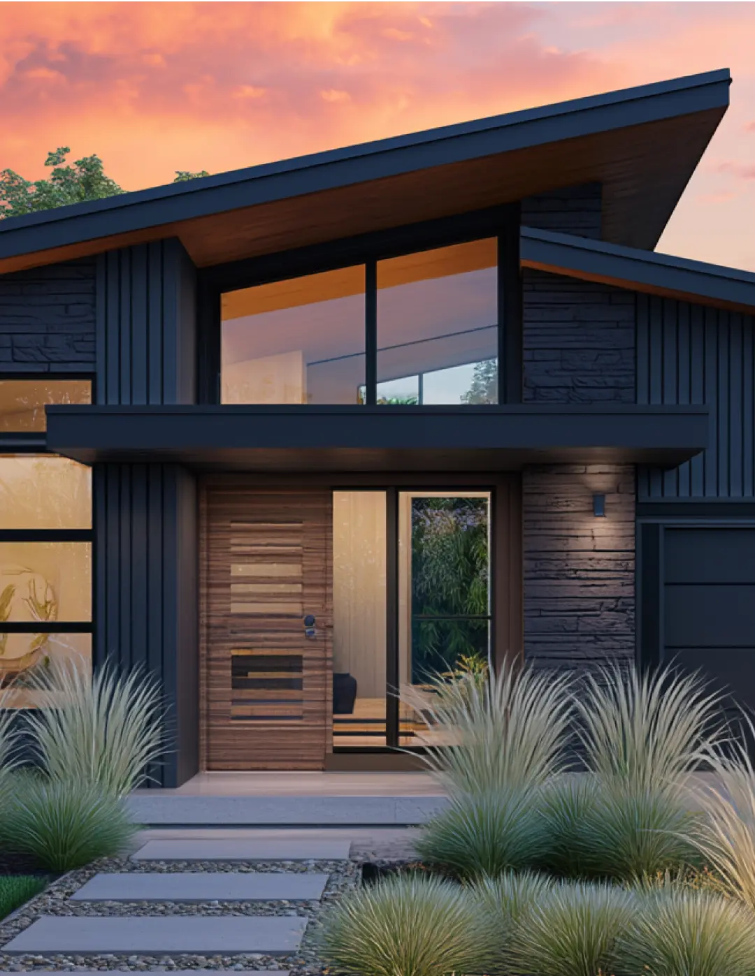 Modular home exterior - factory-built home assembled on-site