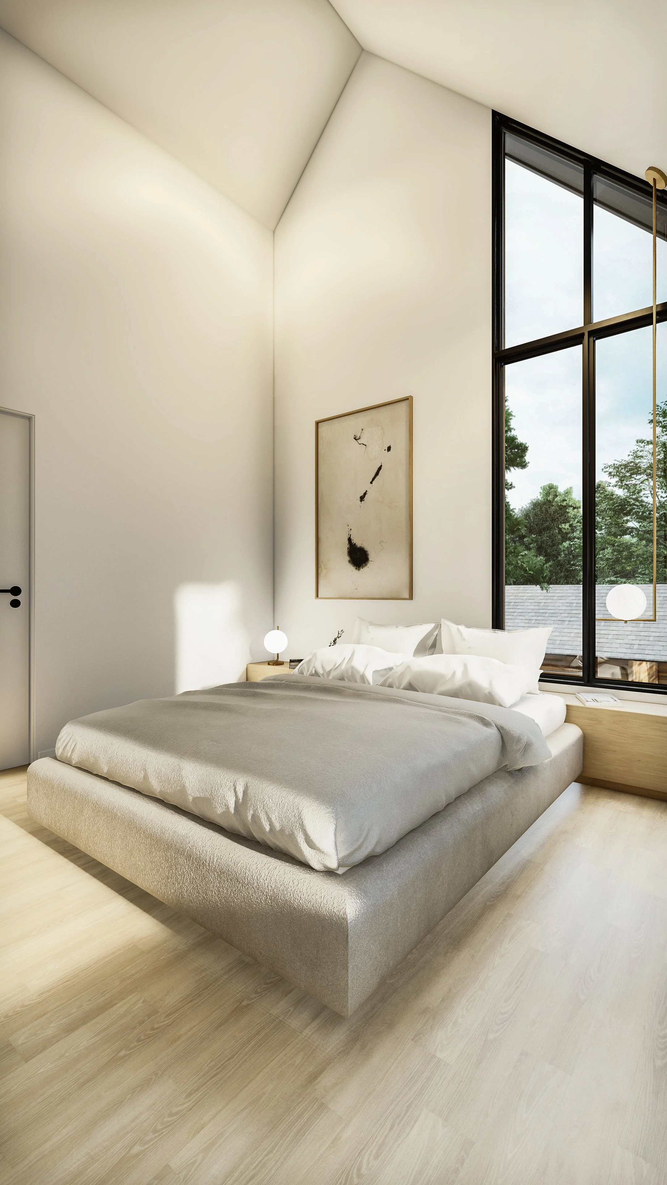 Nanabode The Retreat - secondary exterior angle, two-bedroom multi-level ADU plan