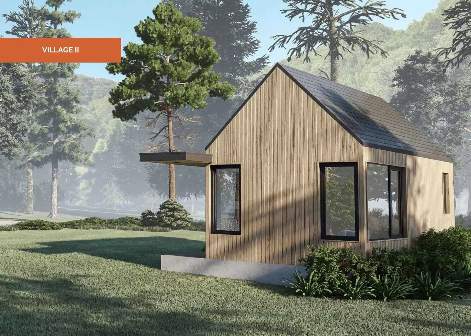 Nanabode Village II - 312 sq ft compact 1-bedroom Scandinavian cabin plan, smallest in the Village set