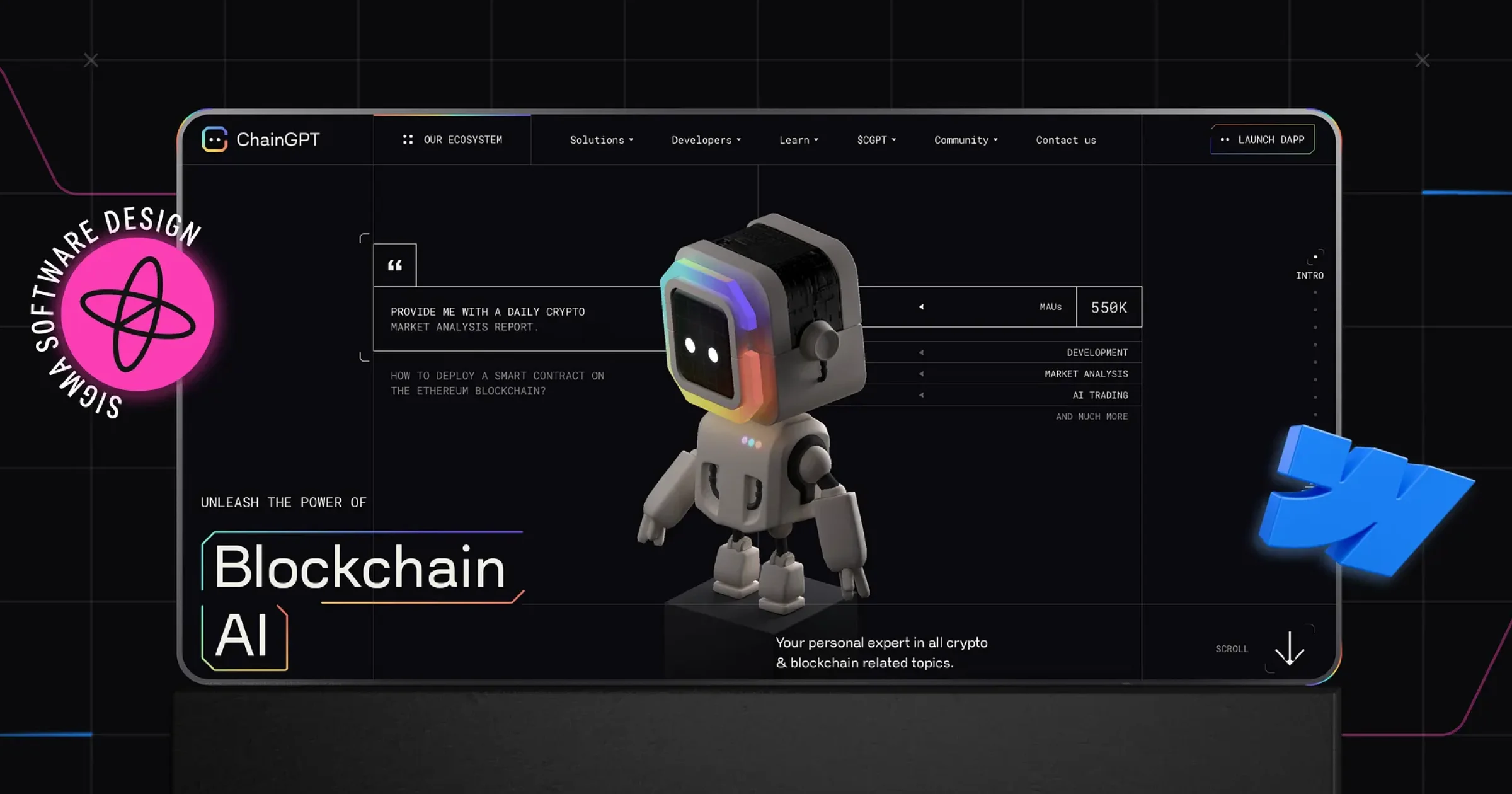 Designing an immersive Chain GPT website using Webflow