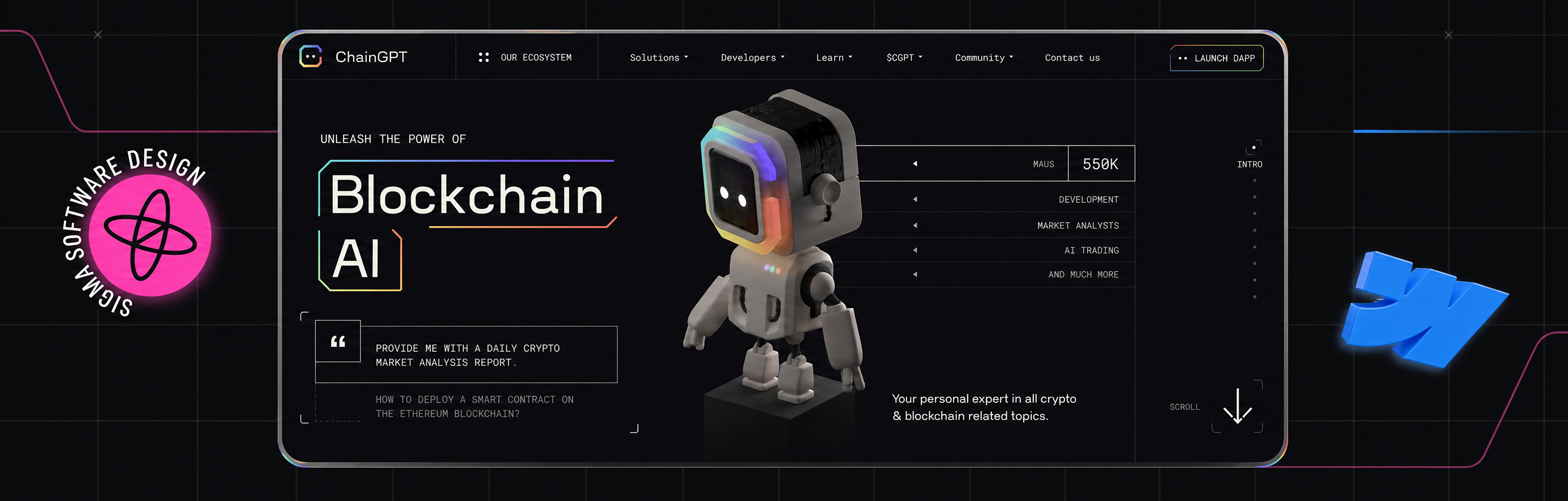 Designing an immersive Chain GPT website using Webflow