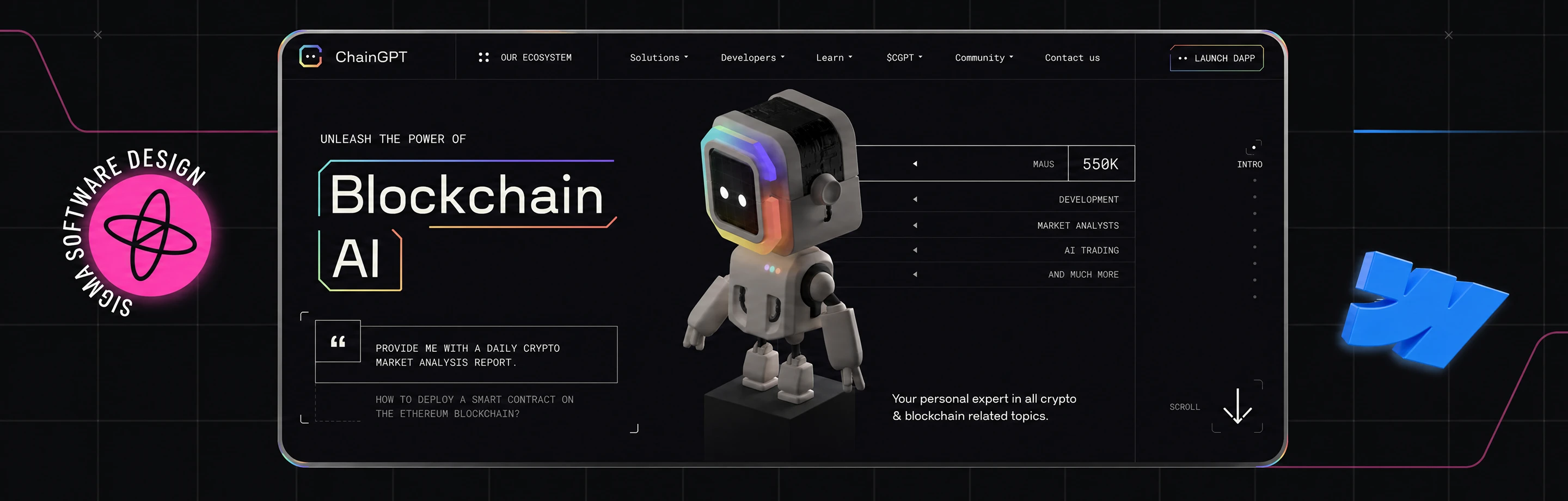 Designing an immersive Chain GPT website using Webflow