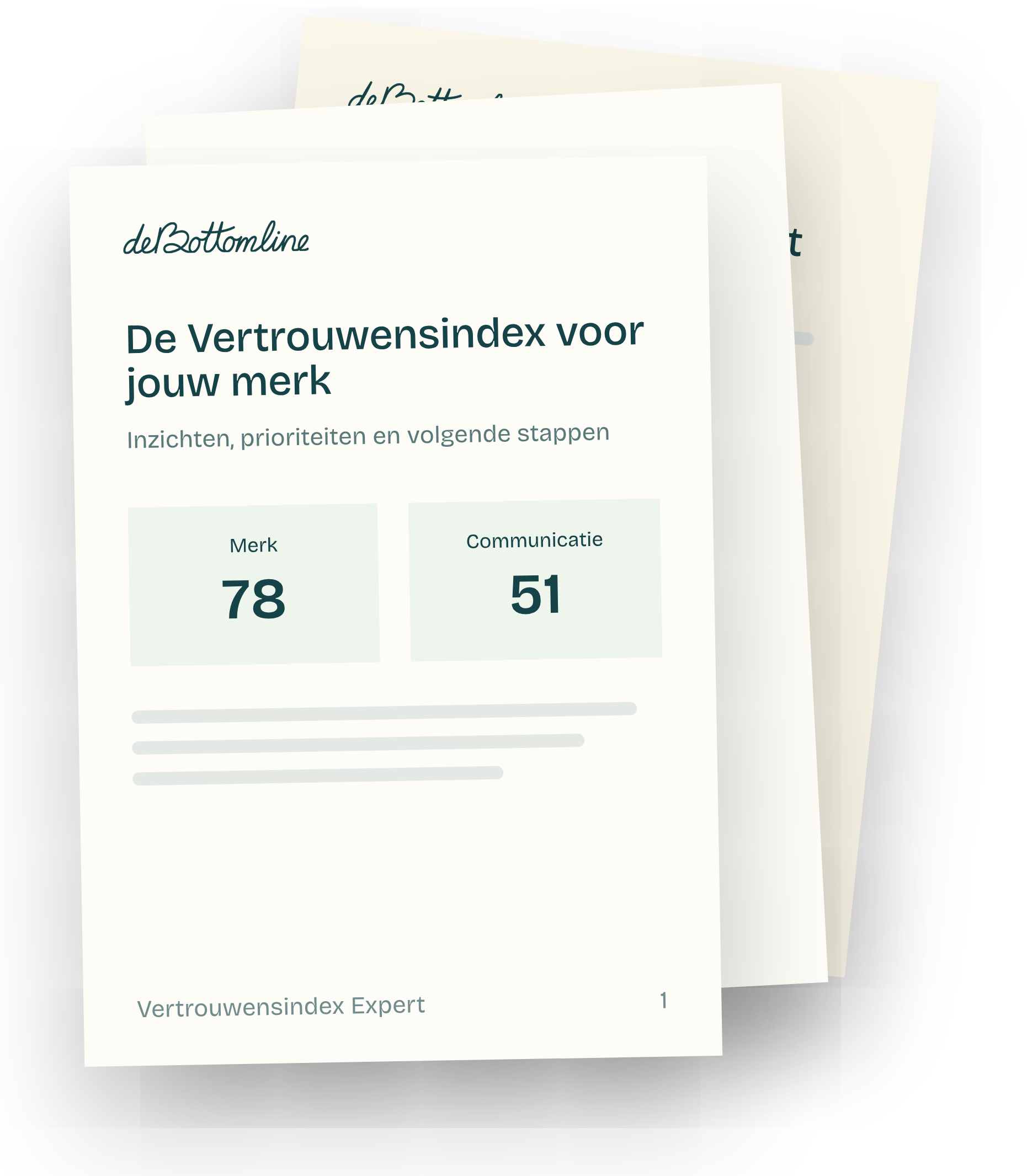 Voorbeeld van het Vertrouwensindex-dossier met scores voor merk en communicatie