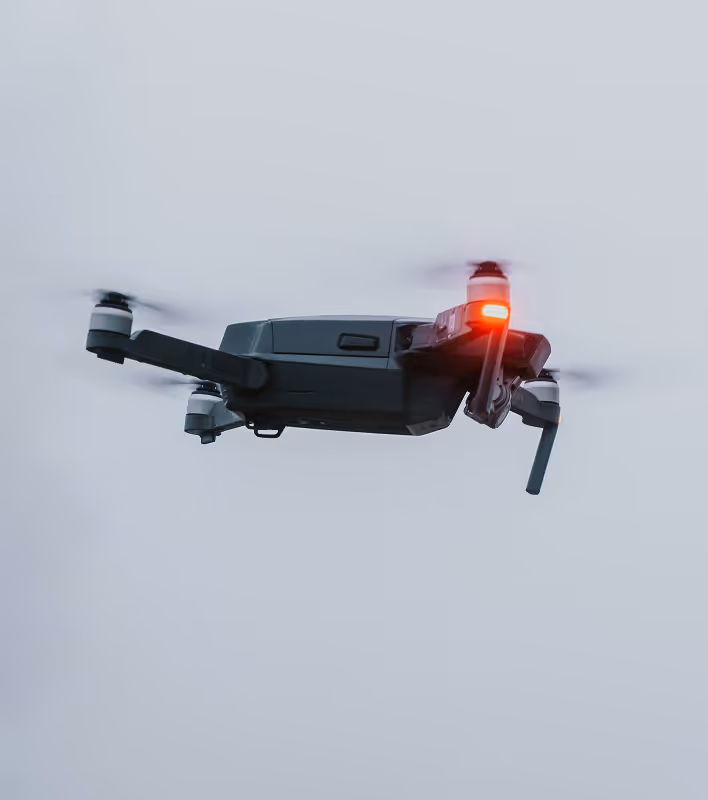 drone flying in the fog