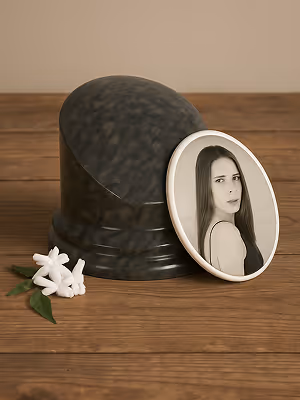 Médaillon de femme sur une table en bois rustique