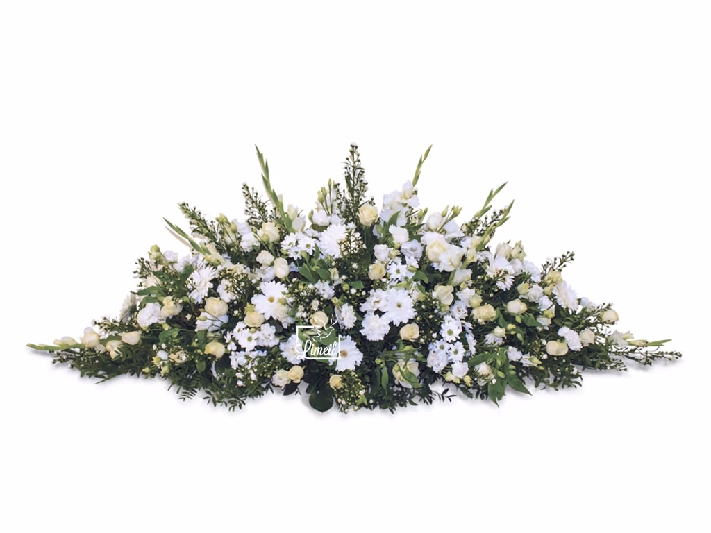 Composition de fleurs blanches raquette