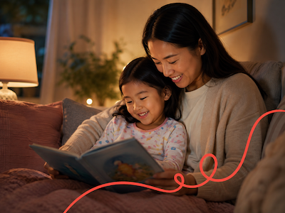 Family sharing a bedtime story