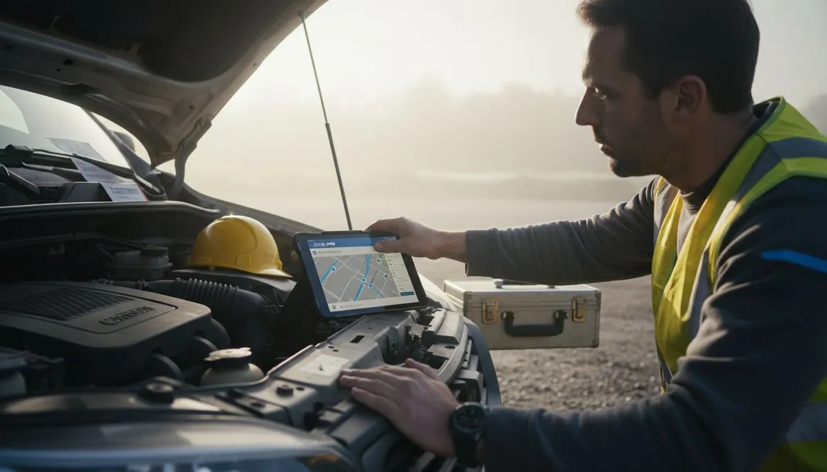 Un technicien contrôle l’état des équipements grâce à une tablette.