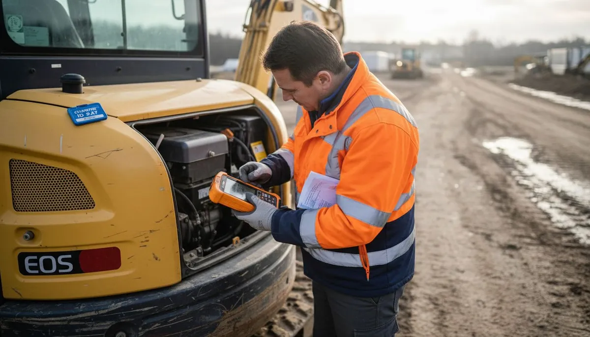 Un technicien effectue le contrôle du matériel directement sur le terrain.