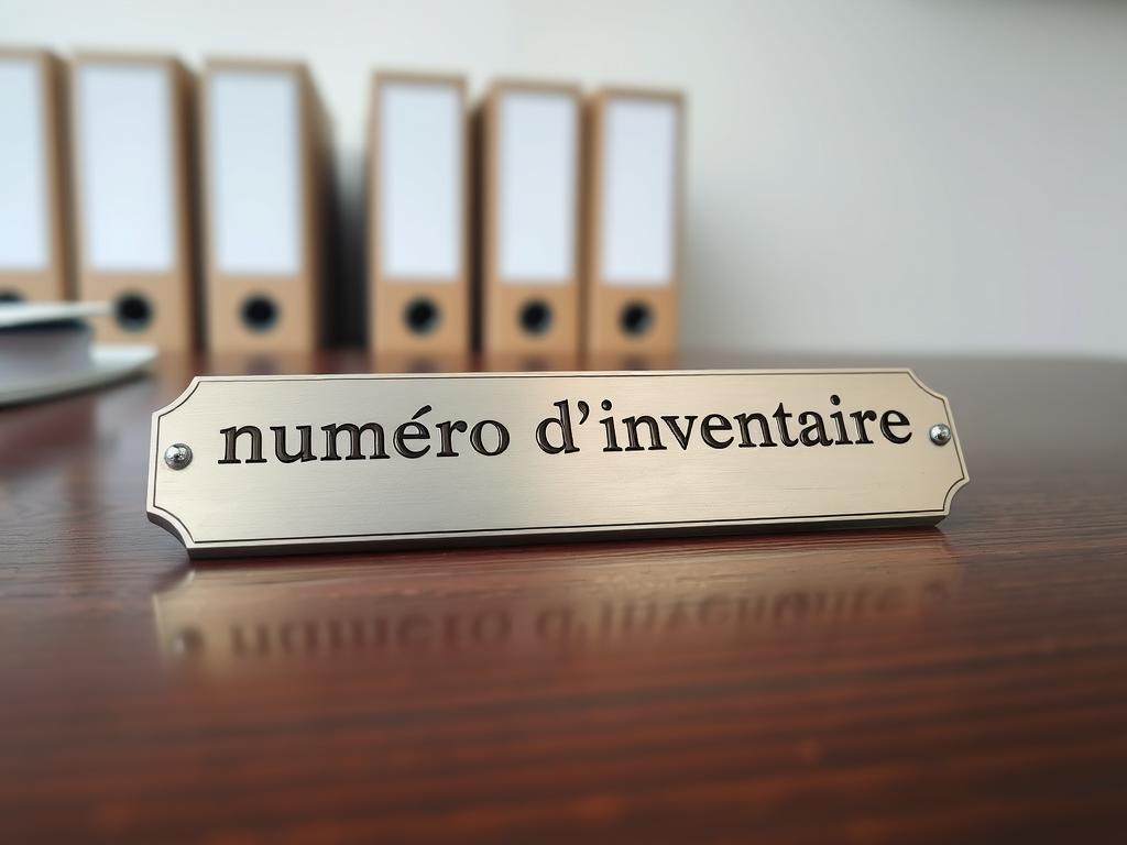 Numéro d'inventaire sur étiquette avec code-barres.