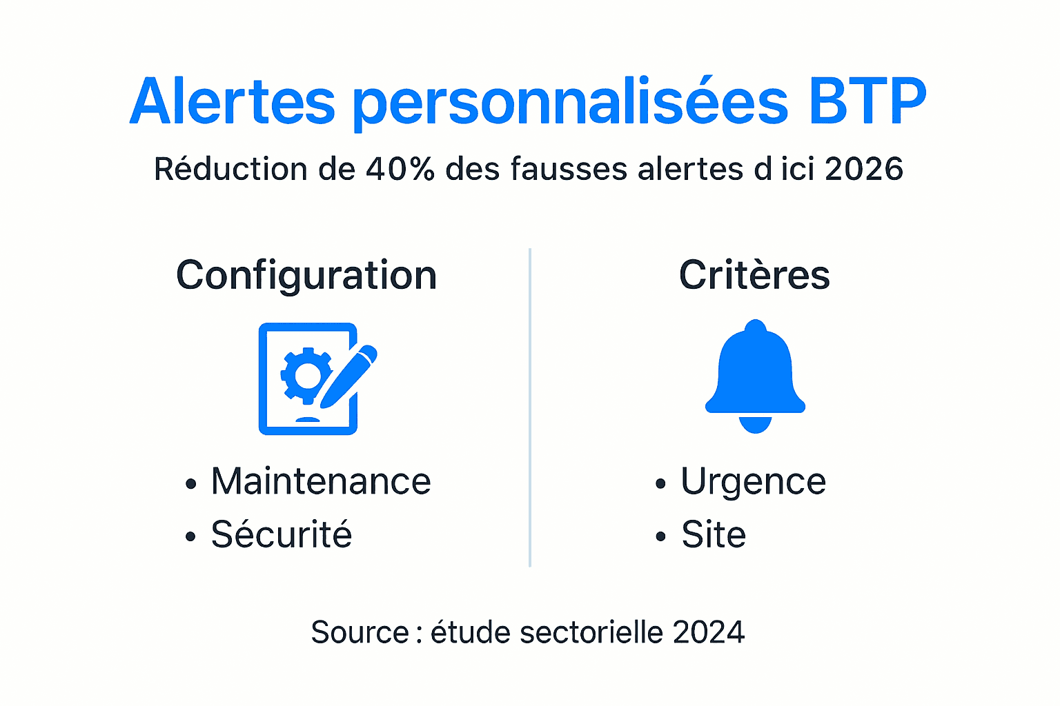 Aperçu des différents types d’alertes personnalisables dans le secteur du BTP
