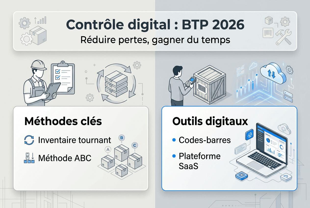 Infographie : les meilleures pratiques et outils pour le contrôle des stocks dans le secteur du BTP