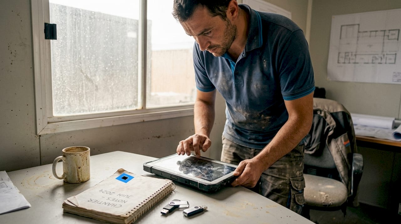 Un technicien du bâtiment pilote la gestion des équipements directement depuis sa tablette.