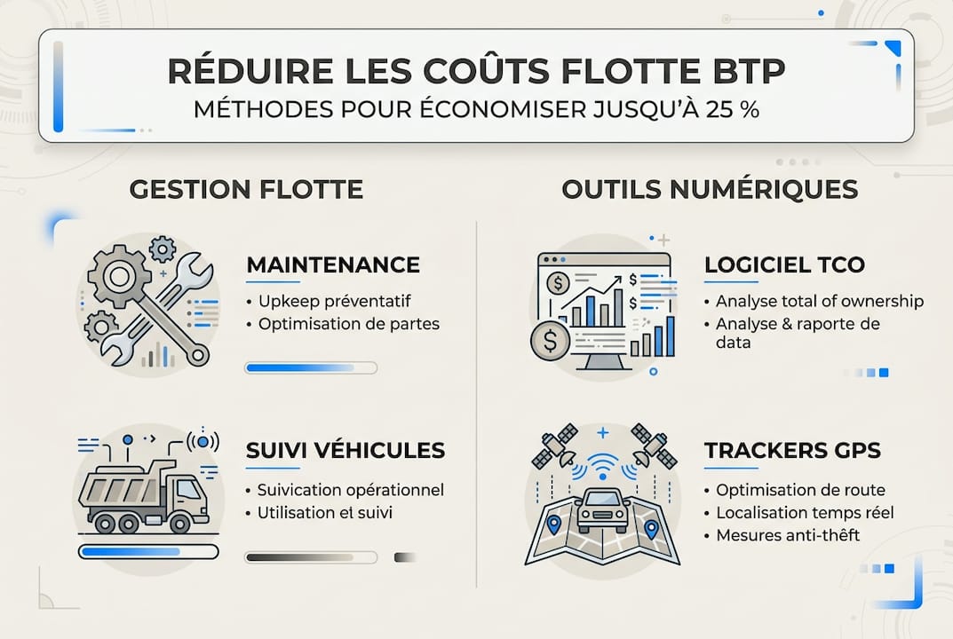 Infographie : comment optimiser les coûts de gestion de votre parc matériel BTP